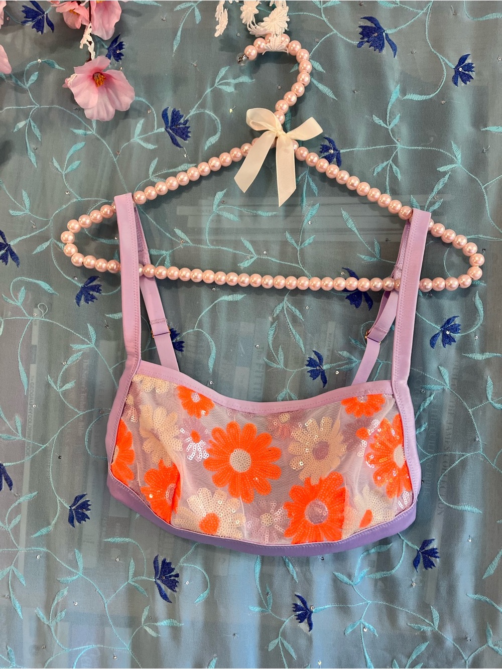 Aerie Sheer Sequin Floral Bralette